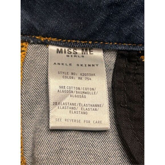 Miss Me Girls Jeans size 16 Patch Ombre Skinny Stretch Ankle Skinny Nwt (4675) - Picture 8 of 8